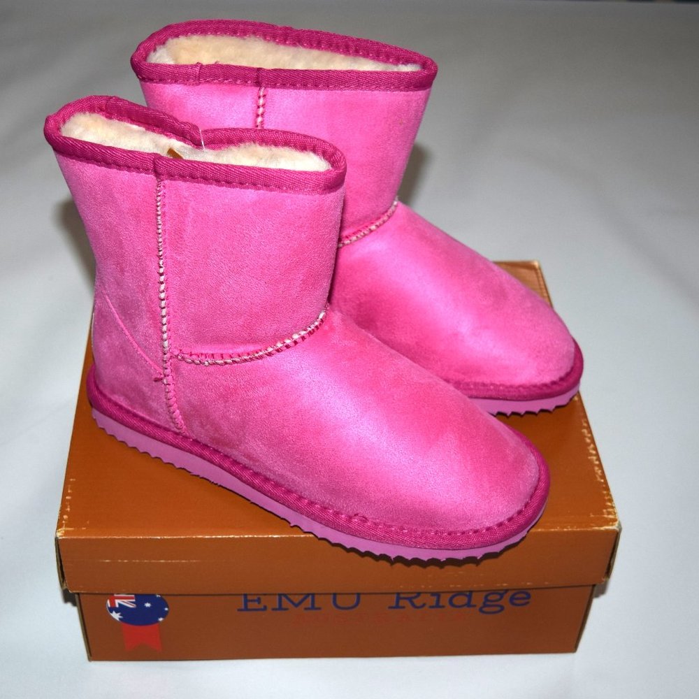 EMU RIDGE AUSTRALIA Kirby Mini Pink Faux Suede Boots Girl's 1   **NEW**